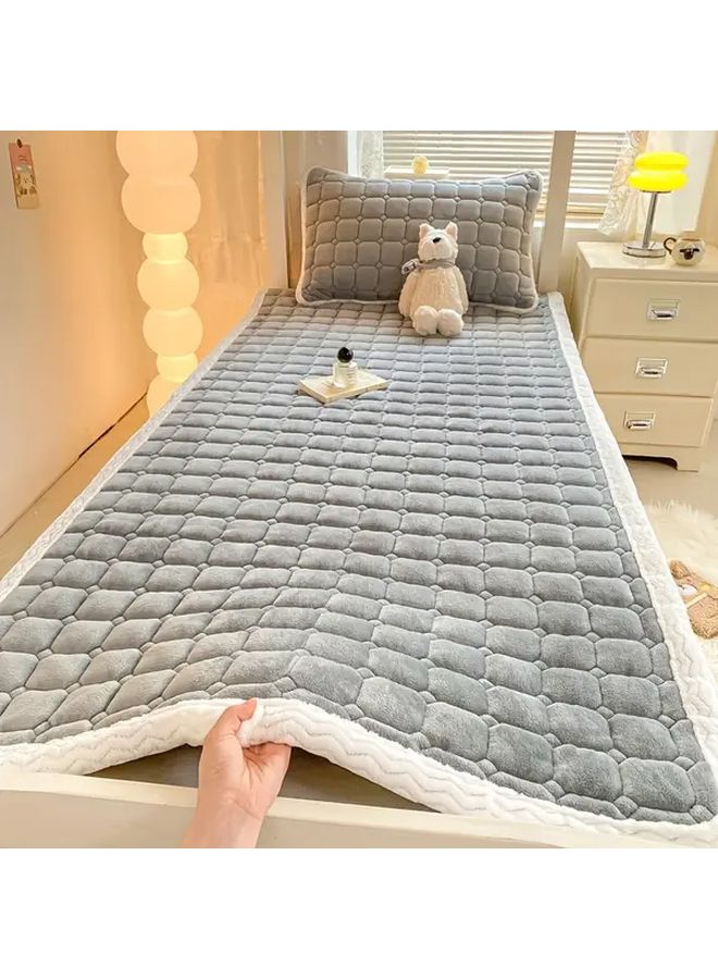 المرتبة الرقيقة المتقدمة ذات اللون الرمادي المخملي، لحاف دافئ فاخر مزركش، مقاس 47 × 24 × 78 بوصة (74 بوصة) - Image 1